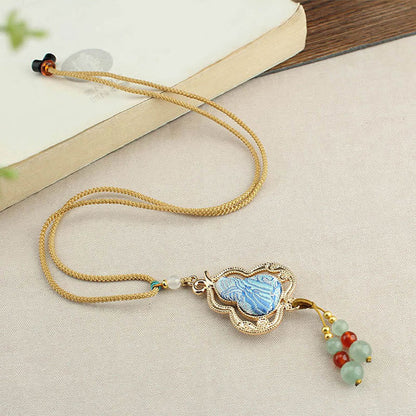 Buddha Stones Song Brocade Gourd Health Necklace
