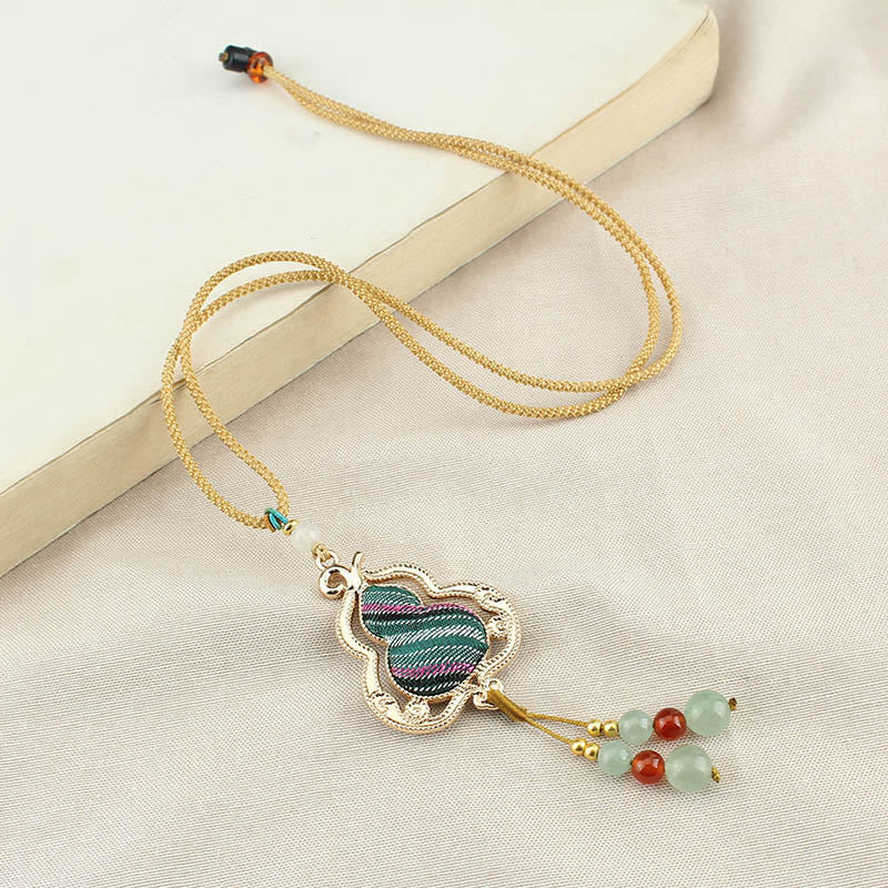 Buddha Stones Song Brocade Gourd Health Necklace
