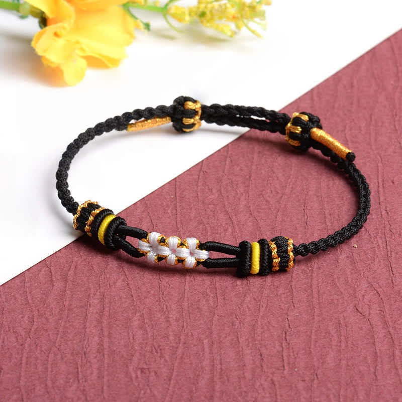 Buddha Stones Handmade Peach Blossom Knot Adjustable String Luck Bracelet