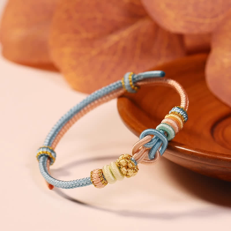 Buddha Stones Hand-woven "prosperous Universe" Knotting Prosperity Multicolor Cord Bracelet