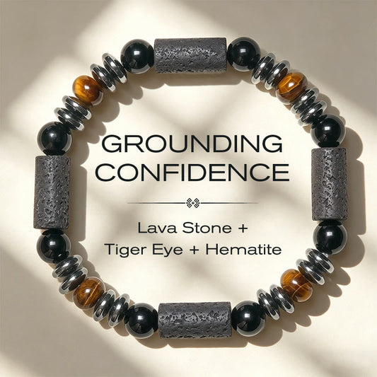 Buddha Stones Natural Tiger's Eye Obsidian Hematite Lava Rock Powerful Bracelet