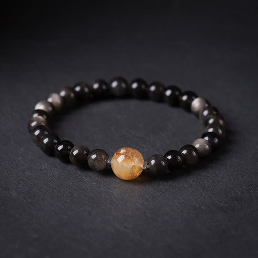 Buddha Stones Black Obsidian Grounding Hand-woven New Chinese Round Bracelet