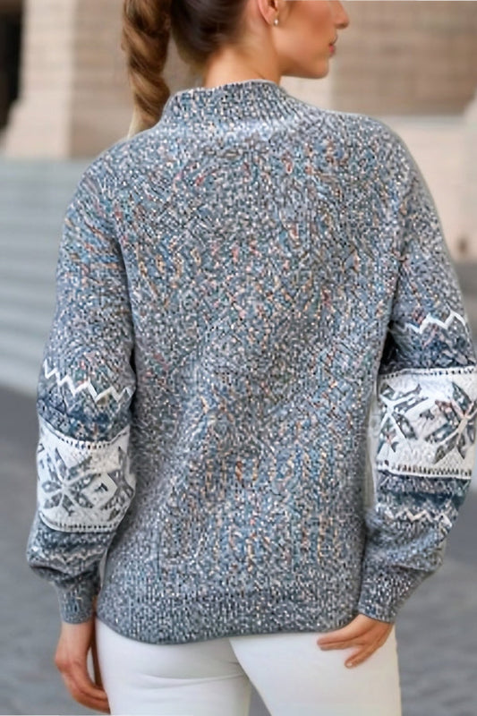 Chic Christmas Turtleneck with Snowflake Sweater
