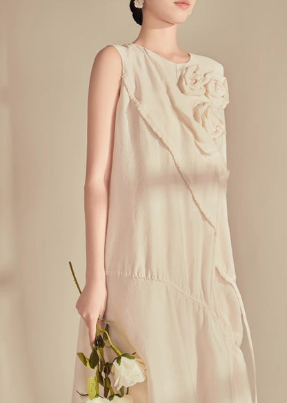 Original Design Champagne O-neck Patchwork Long Dresses Sleeveless