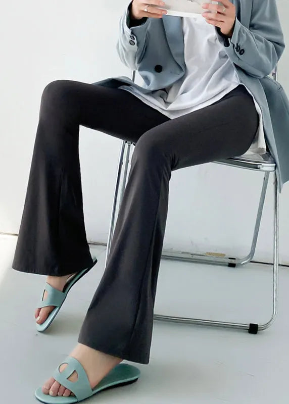 Yellow High Waist Slim Fit Flared Trousers Spring