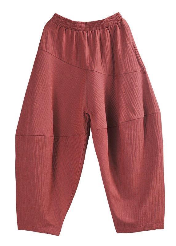 Black Patchwork Harem Pants Summer Cotton Linen