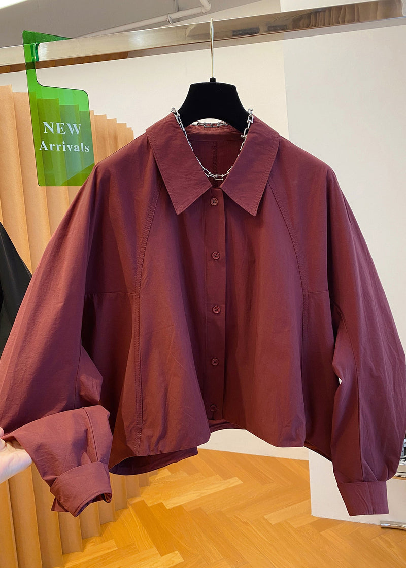 Black Peter Pan Collar Button Cotton Shirts Fall