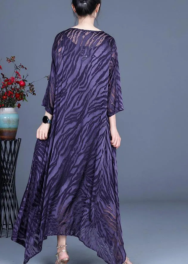 Comfy Purple O-neck Long Sleeve Two Piece Set Dress