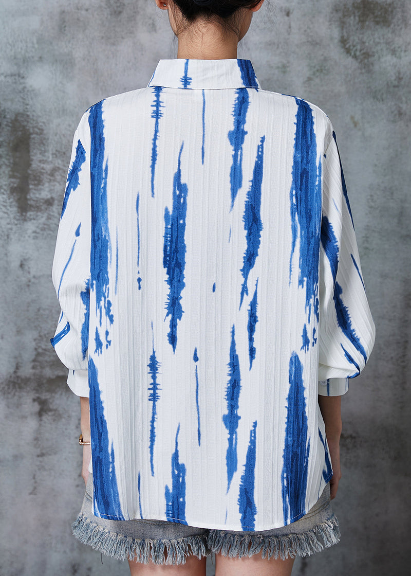 Diy Blue Tie Dye Wrinkled Cotton Shirts Summer