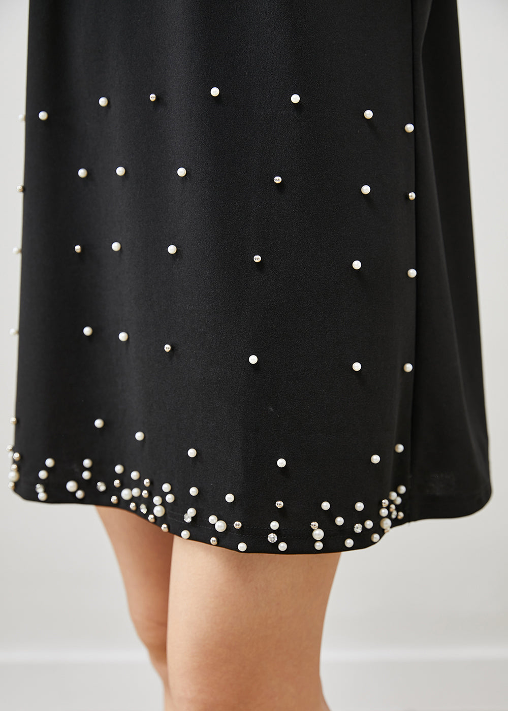 Black Nail Bead Cotton Mid Dress Summer