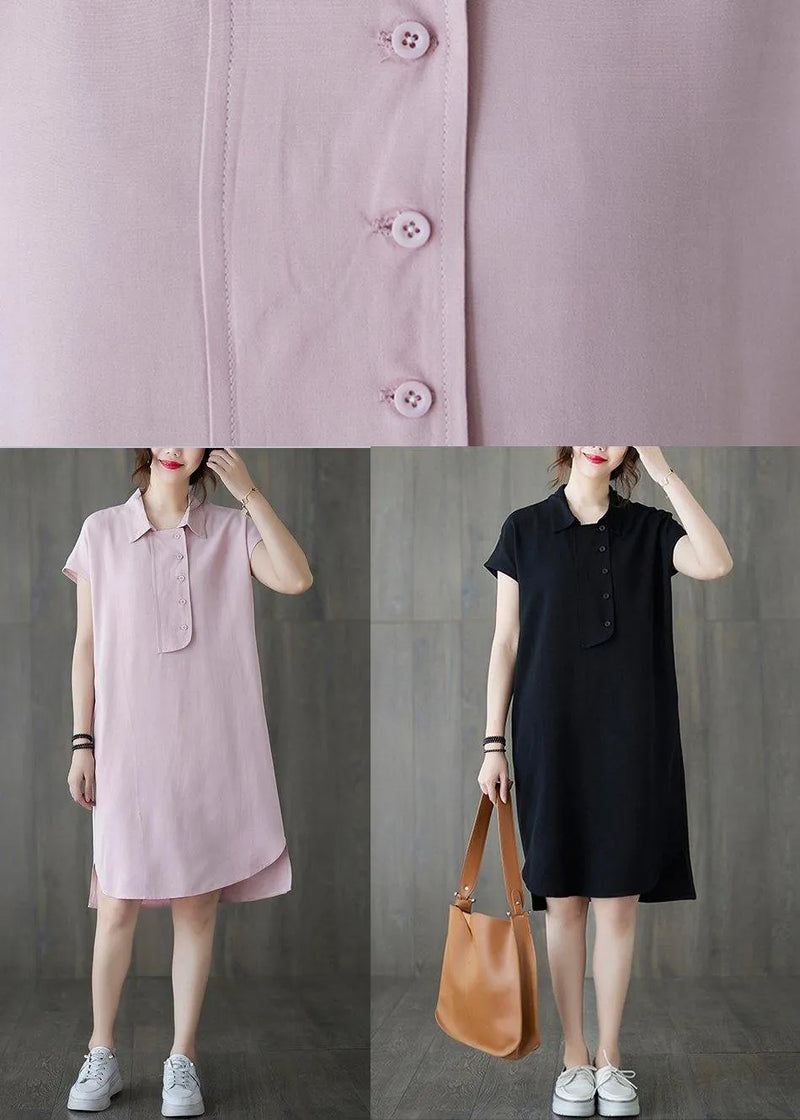 Comfy Black Low High Design Ankle Summer Cotton Dress