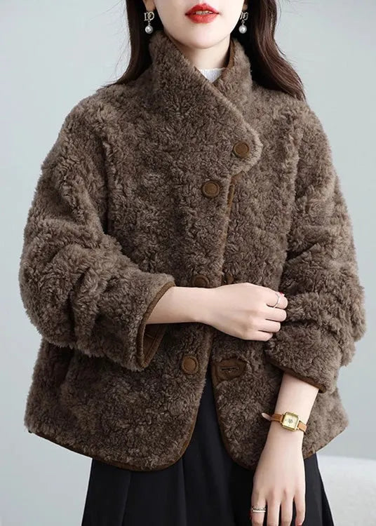 Brown Wear on Both Sides Leather and Fur Coat Winter