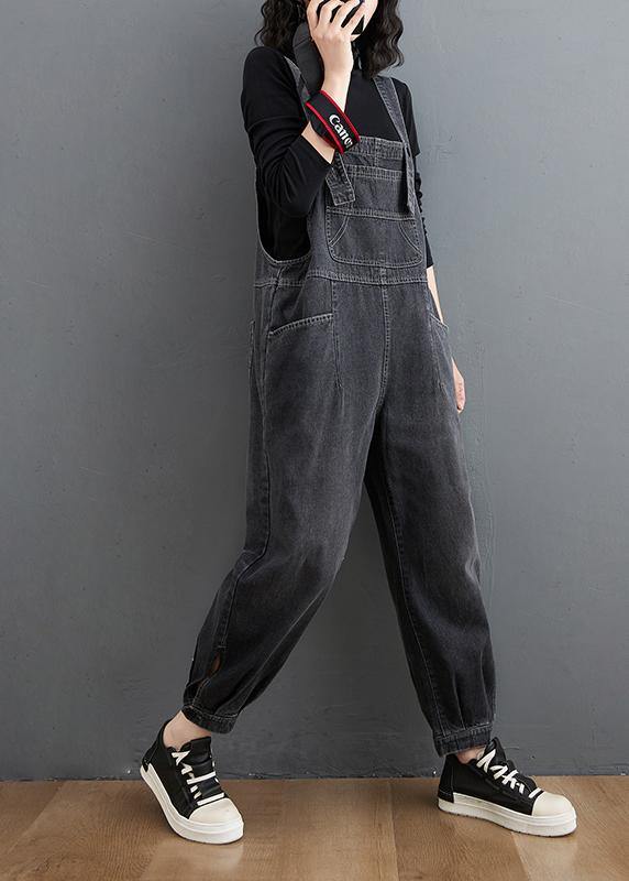 Simple Denim Black Pants Unique Spring Jumpsuit Pants
