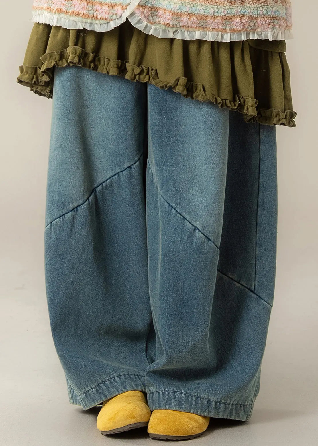Blue Pockets Denim Wide Leg Jeans