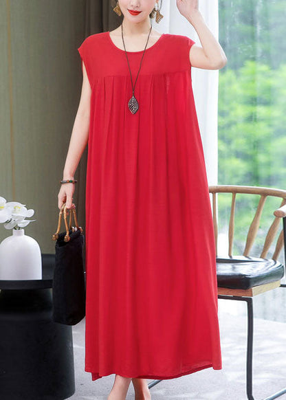 Green O Neck Wrinkled Patchwork Cotton Dress Summer