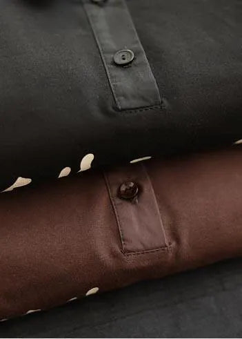 Handmade Lapel Patchwork Spring Shirts Sleeve Black Letter Shirt