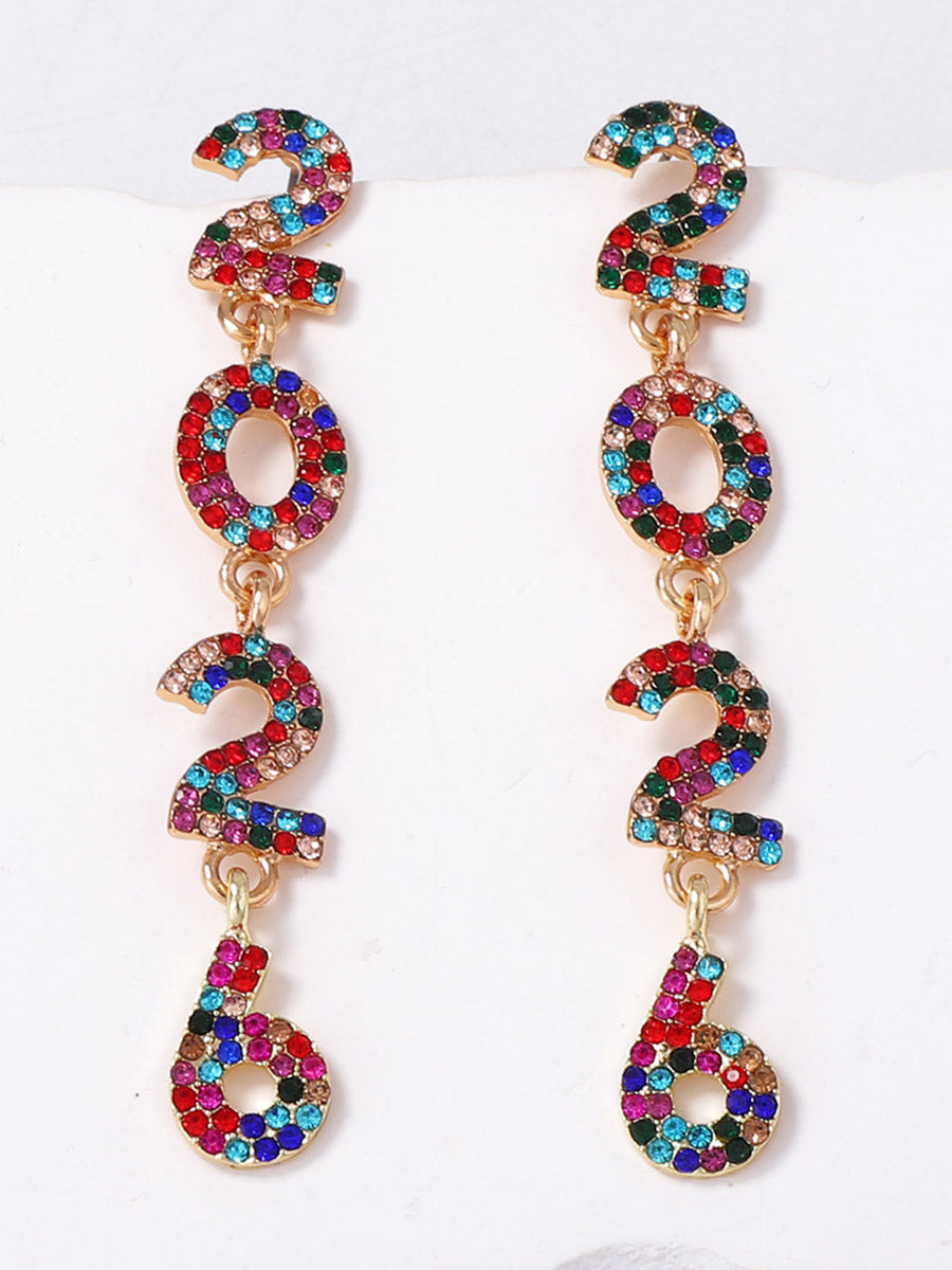 Figure Rhine Stones Shiny Earrings Accessories