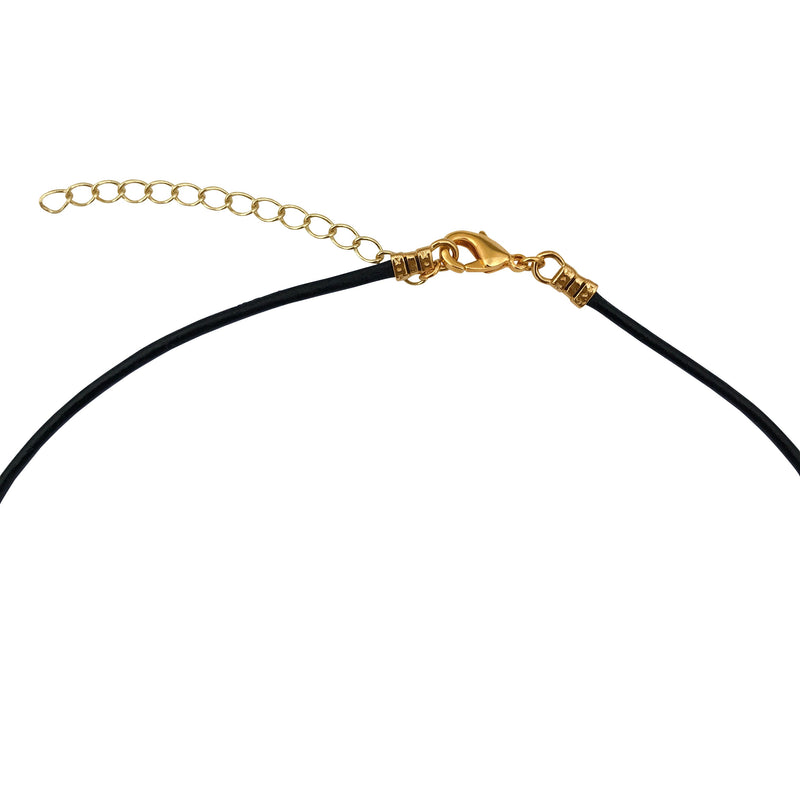 Dragonweave Cross Circle Charm Necklace and Earring Set, Gold Plated Black Leather Choker and Leverback Earrings