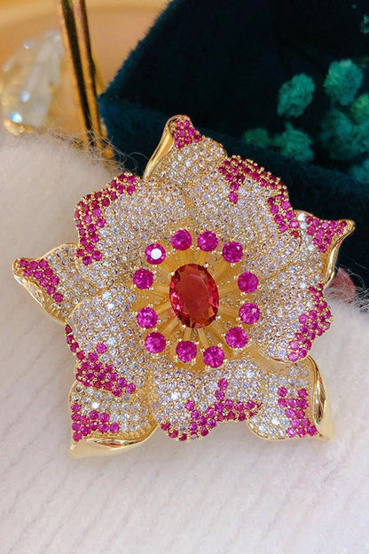 Blooming Inspiring Elegance Flower Crystal Brooch