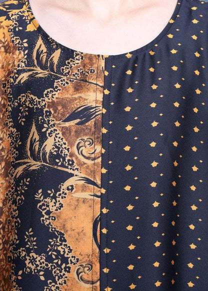French Black Yellow Print Silk Wide Leg Two Pieces Set
