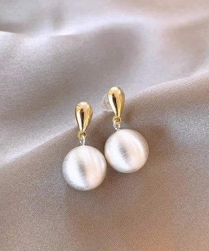 White Metal Alloy Spherical Drop Earrings