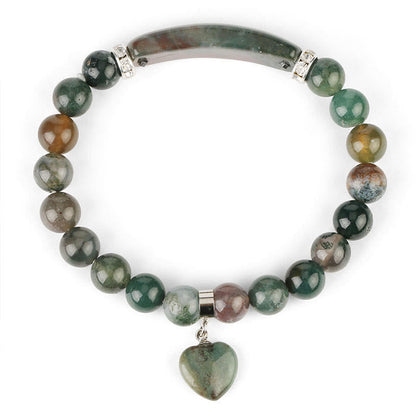 Natural Quartz Love Heart Healing Beads Bracelet 8mm