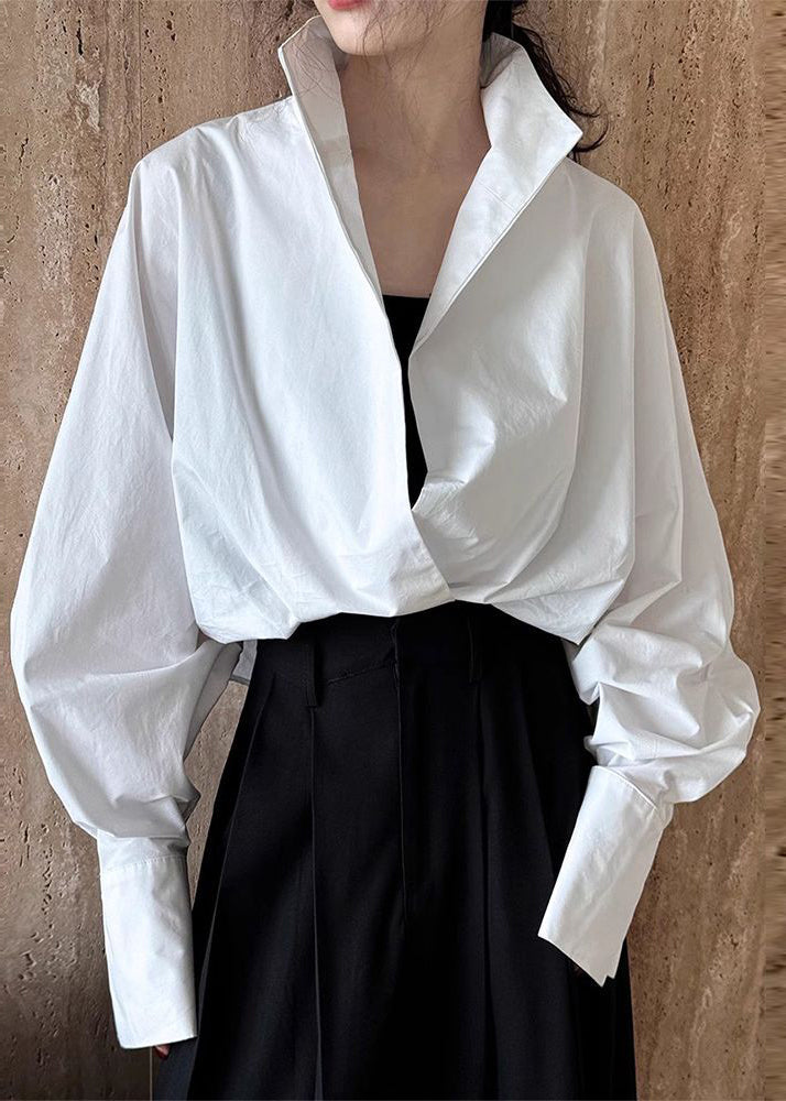 White Stand Collar Shirts Spring