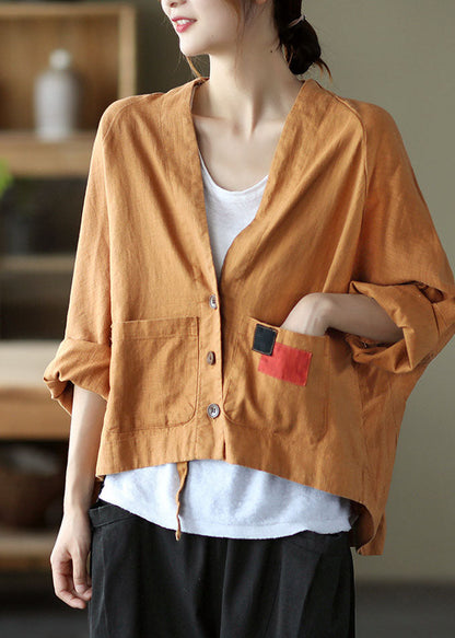 Chocolate V Neck Coat Spring