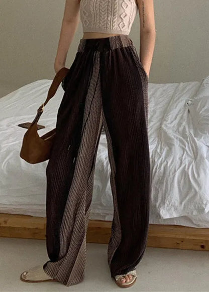 Colorblock Pockets High Waist Pants Summer