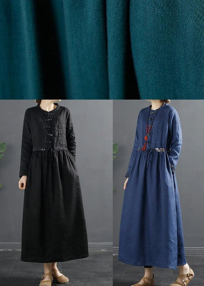 Vivid Black Clothes for Drawstring Kaftan Dress