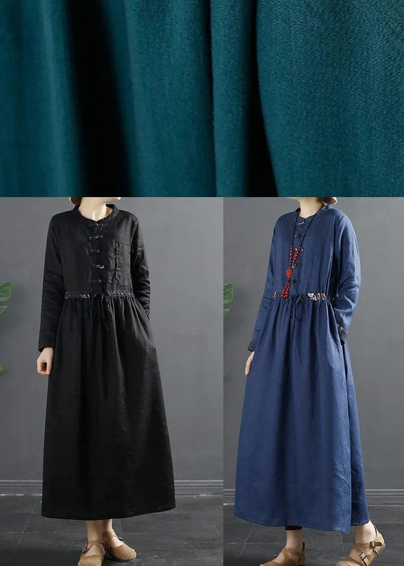 Vivid Black Clothes for Drawstring Kaftan Dress