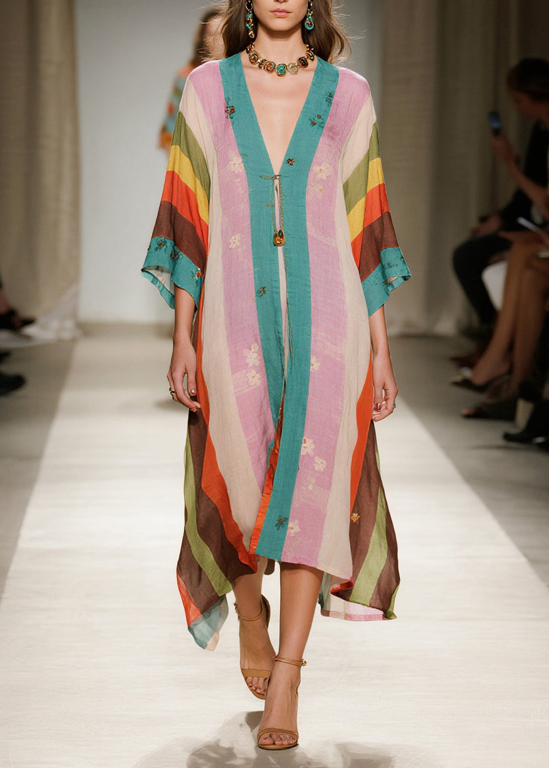 Colorblock Oversized Print Cotton Vacation Dresses Summer