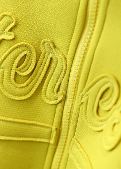 Yellow Stand Collar Graphic Patch Patchwork Coat Spring