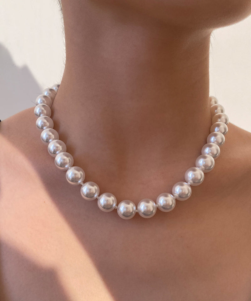 Light Imitation Natural Seawater Extreme White Pearl Alloy Necklace
