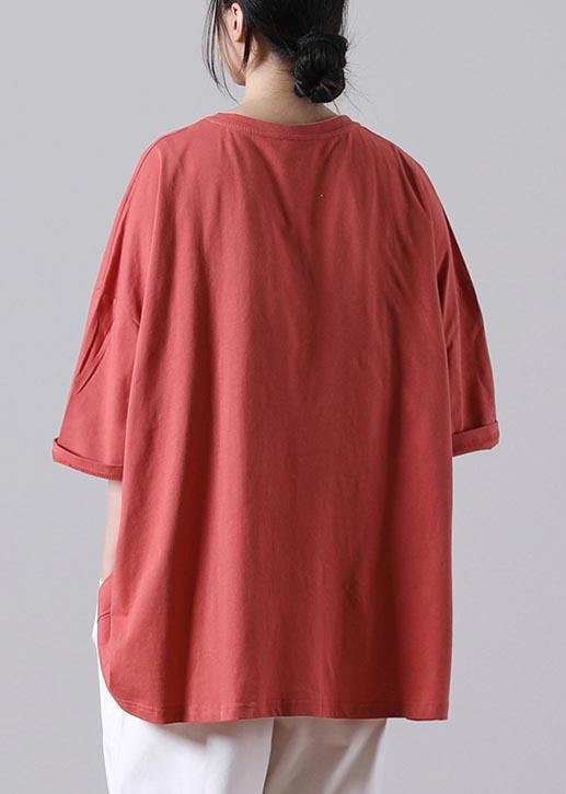 Orange Button Cotton Summer T-shirt