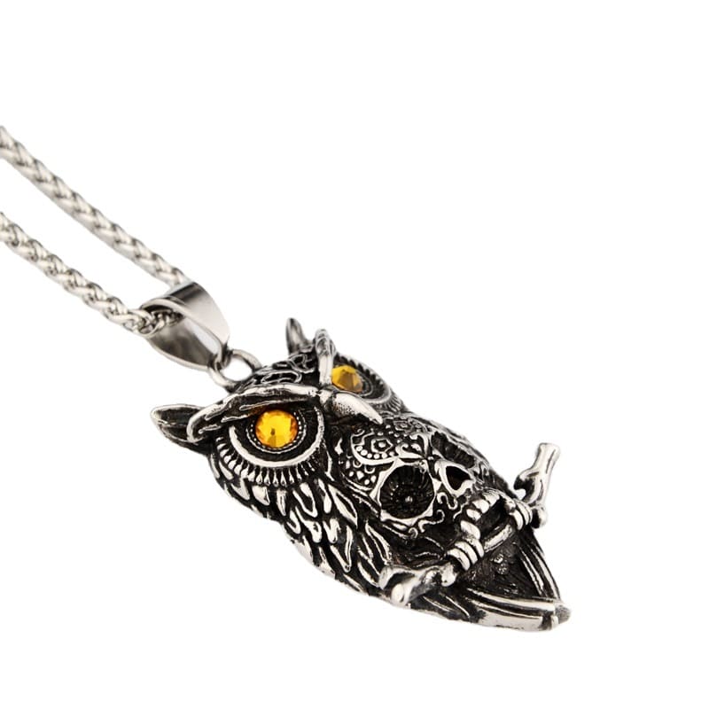 Magickal Wisdom Owl Hedden Skull Necklace