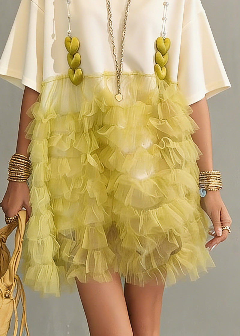 Colorblock Tulle Patchwork Mid Dress Summer