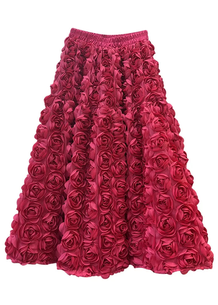 Boutique Rose Elastic Waist Tulle Maxi Skirts Spring