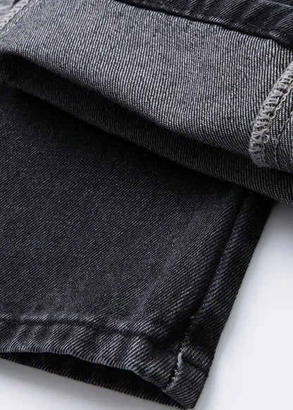 Loose Black Patchwork High Waist Straight Jeans