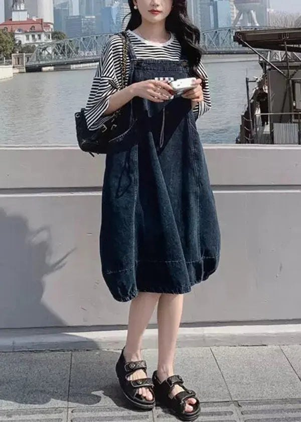Blue Patchwork Denim Dress 2 Piece Outfit Fall