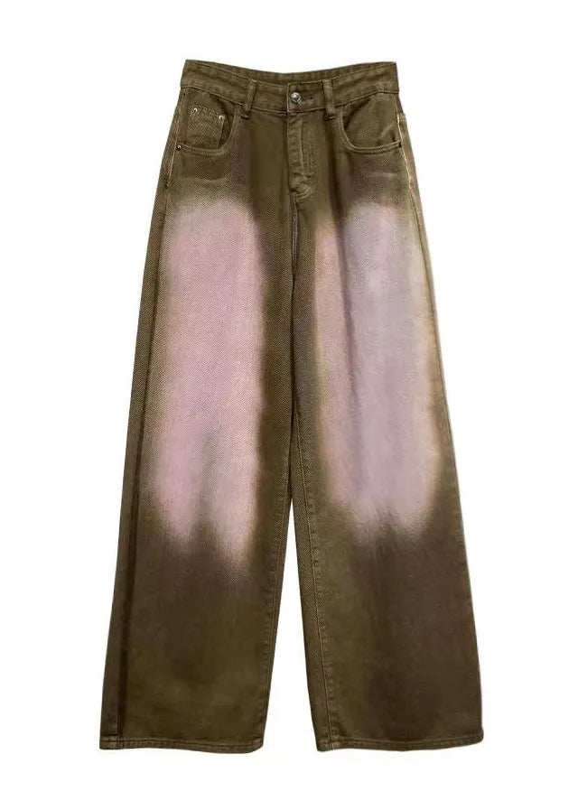 Boutique Yellow Pockets High Waist Denim Wide Leg Pants Fall