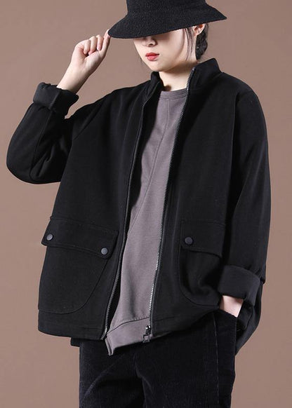 Black Zip Up Trench Short Coat