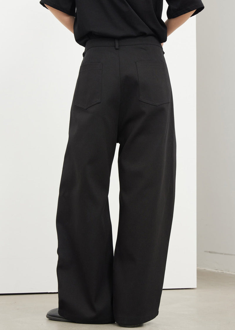Novelty Black Pockets Patchwork Wide Leg Pants