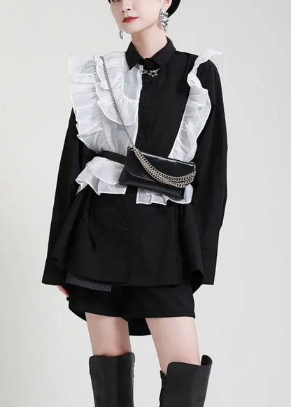 Royal Blue Ruffles Asymmetrical Shirt Dress-limited Stock