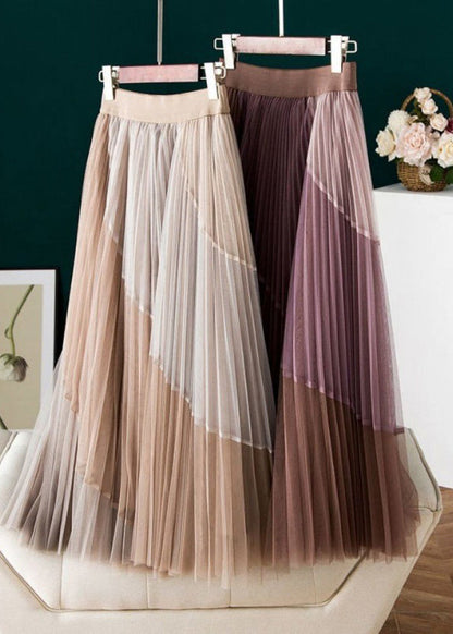 Purple Print Pleated Fall Skirts