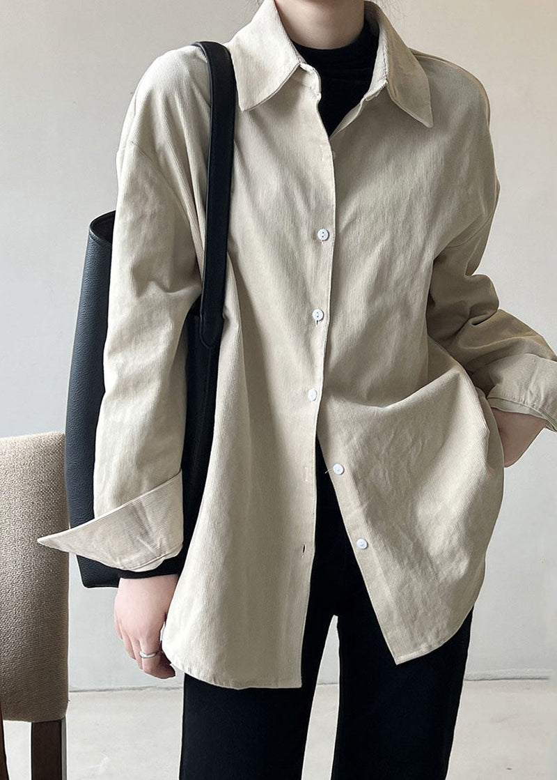 Apricot Patchwork Corduroy Shirt Spring