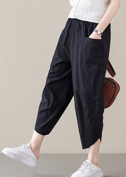 Black Elastic Waist Pants Spring