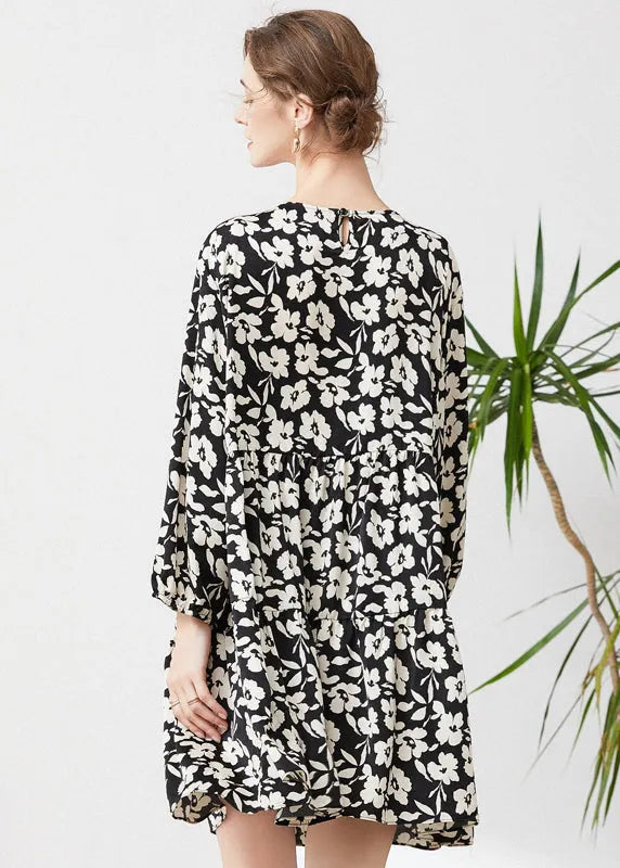 Black Oversized Patchwork Fake Two Piece Dress Spring