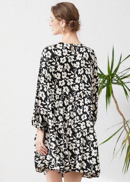 Black Oversized Patchwork Fake Two Piece Dress Spring