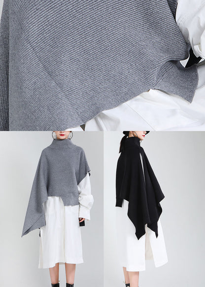 Diy Black Loose Turtleneck Fall Knit Sweater